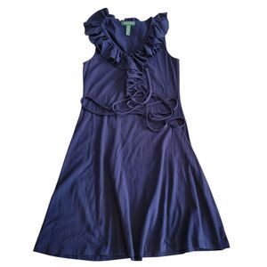 Lauren Ralph Lauren Blue Dress Women Petite Medium Midi Sleeveless